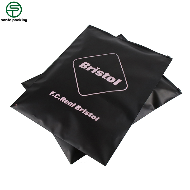 Custom Matte Black Apparel Package Logo Ziplock Bags for Swimwear T