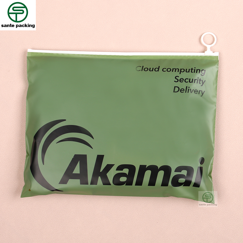 Custom Matte Green Ziplock Bags With hoops Frosted Plastic Hat