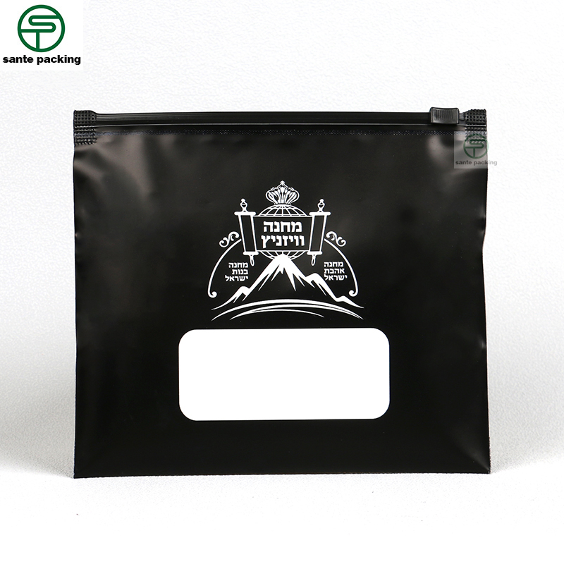 Black zipper bags with logo printed,Custom zip lock bags for clothing