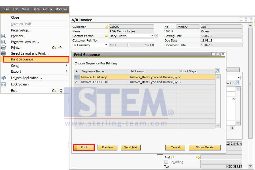Setup and Customize Print Sequence SAP Business One Indonesia Tips