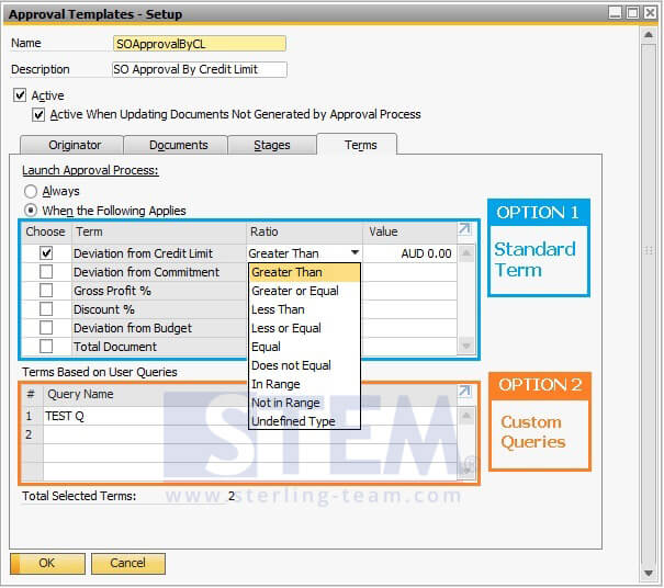 Create Approval Based on Credit Limit Condition SAP Business One
