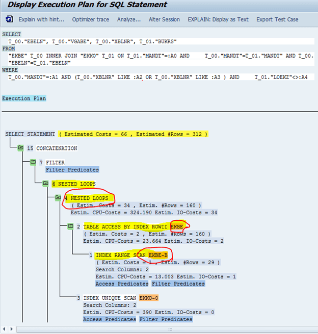 Oracle hash joins or nested loops cases; Oracle SQL execution plan