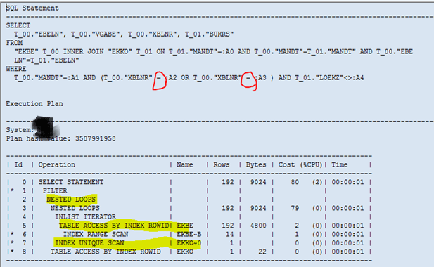 Oracle hash joins or nested loops cases; Oracle SQL execution plan
