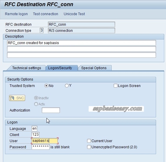 How to create SAP RFC connection SAP Basis Easy