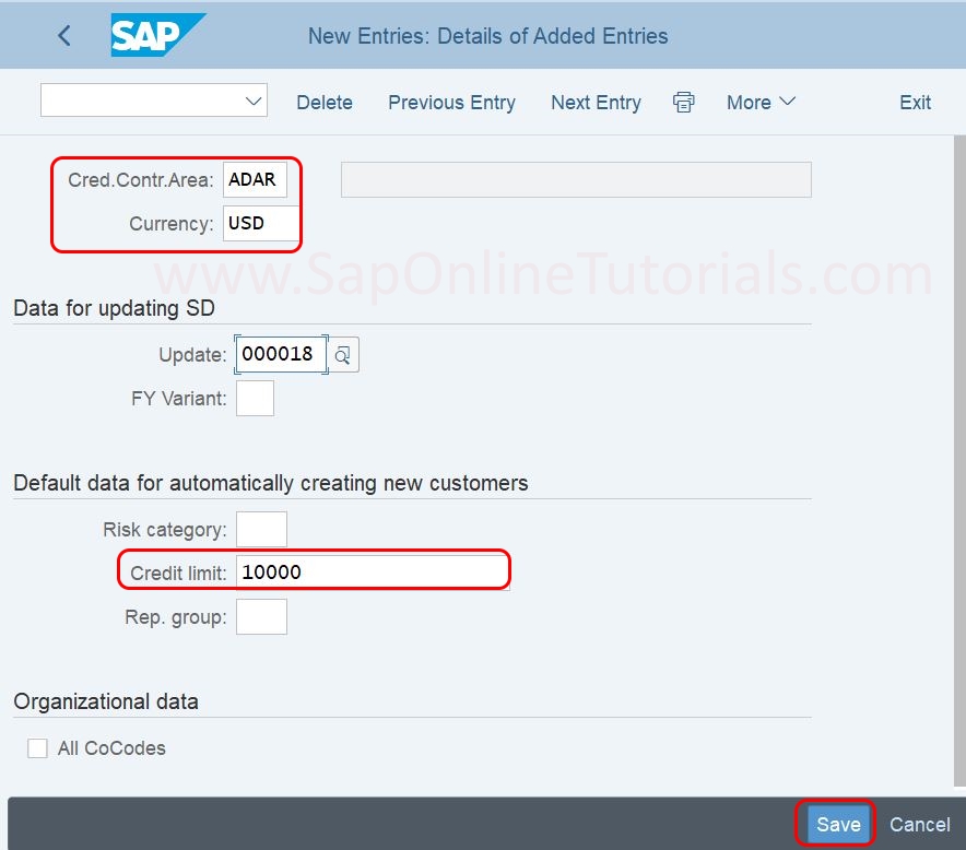 How to Define Credit Control Area in SAP S/4HANA SAP Tutorial