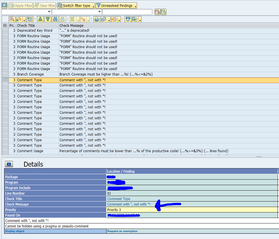 Clean ABAP code ATC variant