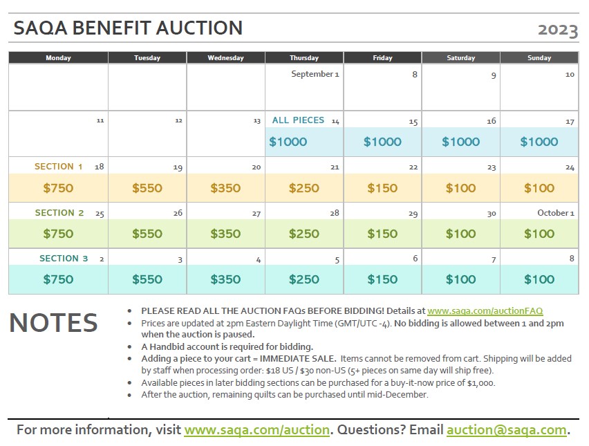 Benefit Auction FAQs and Guidelines SAQA Studio Art Quilt Associates