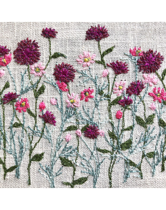 Freehand Machine Embroidered Dahlia And Cosmos Hoop Sarah Becvar