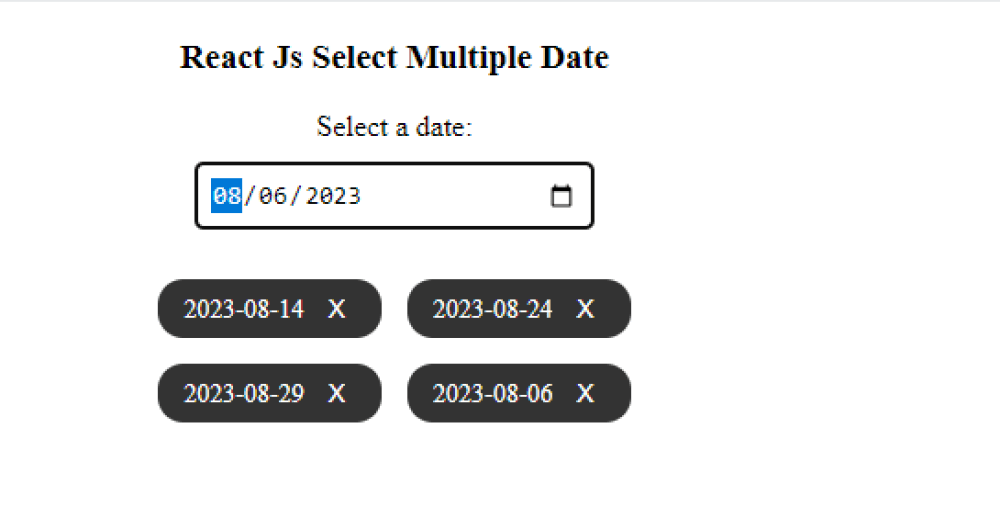 React Js Multi Select Datepicker Select Multiple Date