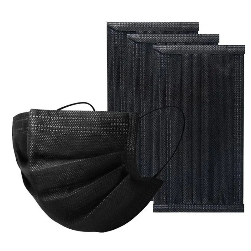 Face Mask Disposable Protective Pack of 100 Black Sastro
