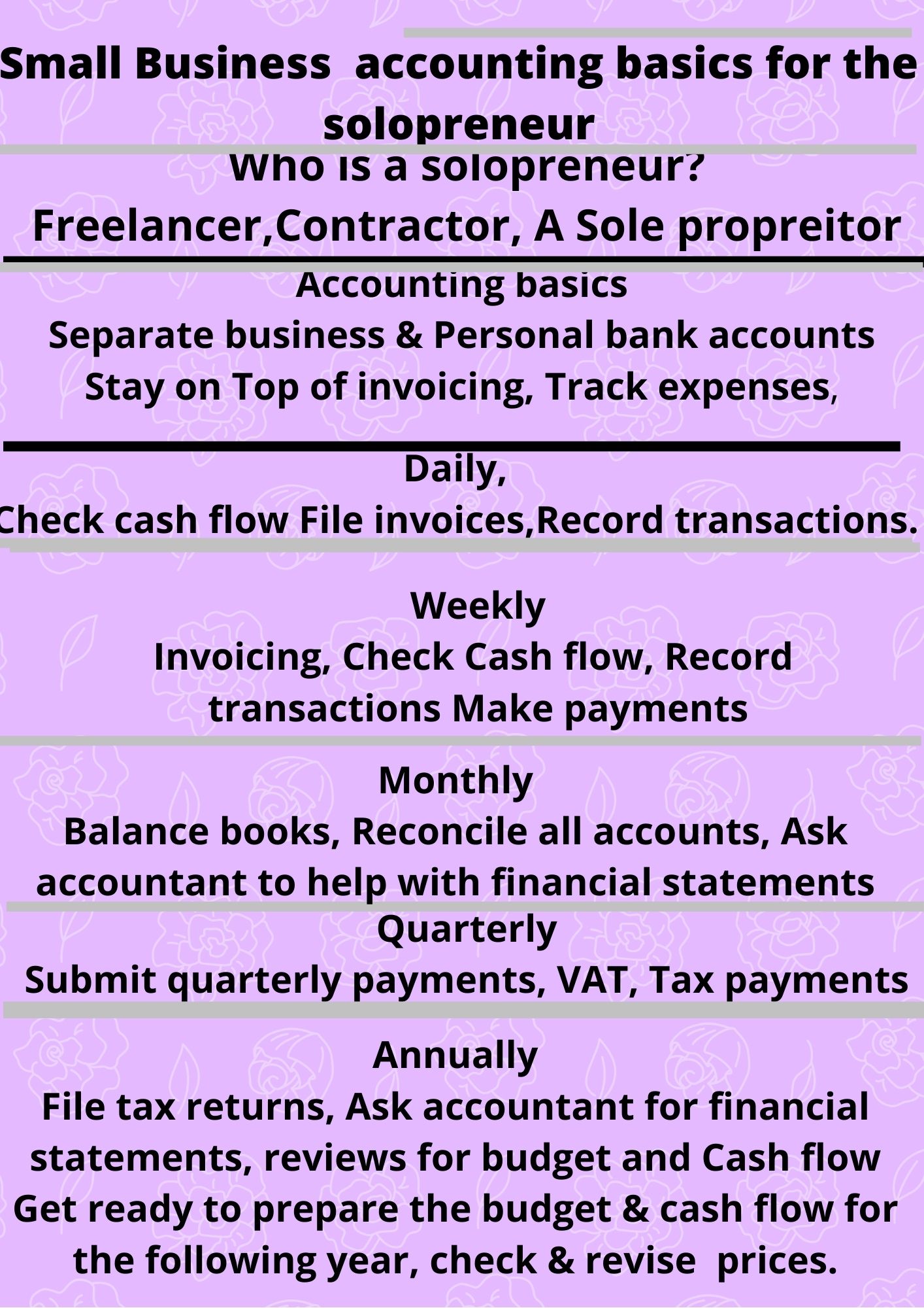 Small business accounting basics for solopreneurs. SAT ACCOUNTS