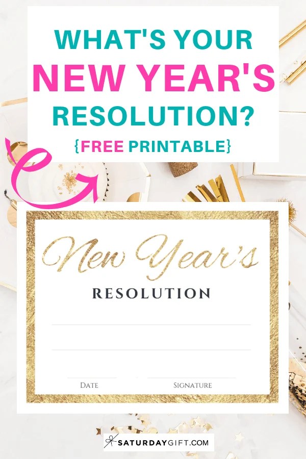 New Years Resolution 2023 List Template New Year's Resolution {Free Printable} | Saturdaygift