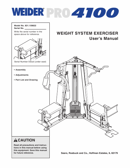 Weider Pro 4100 Manual
