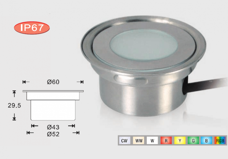 Saveware Vloerspot IP67 Warm Wit Rond 60mm Inbouw 52 x 30mm