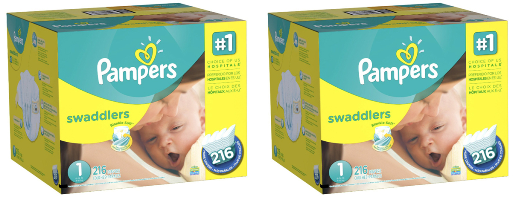 pampers swaddlers size 1 diapers 216 ct box