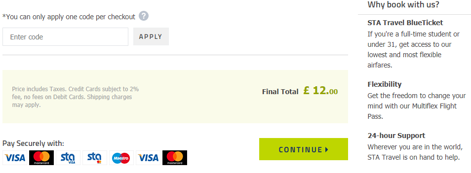 £10 Off STA Travel Discount Codes & Vouchers July 2019