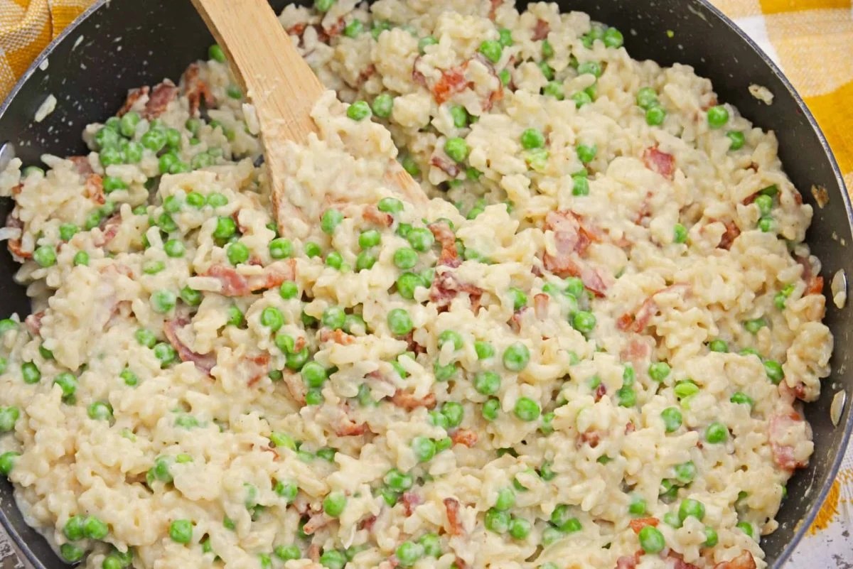 Creamy Parmesan Risotto with Peas and Bacon An Easy Risotto Recipe
