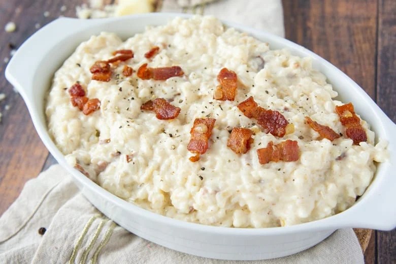 BEST Cheesy Bacon Rice Recipe EASY Cheesy Rice Side Dish