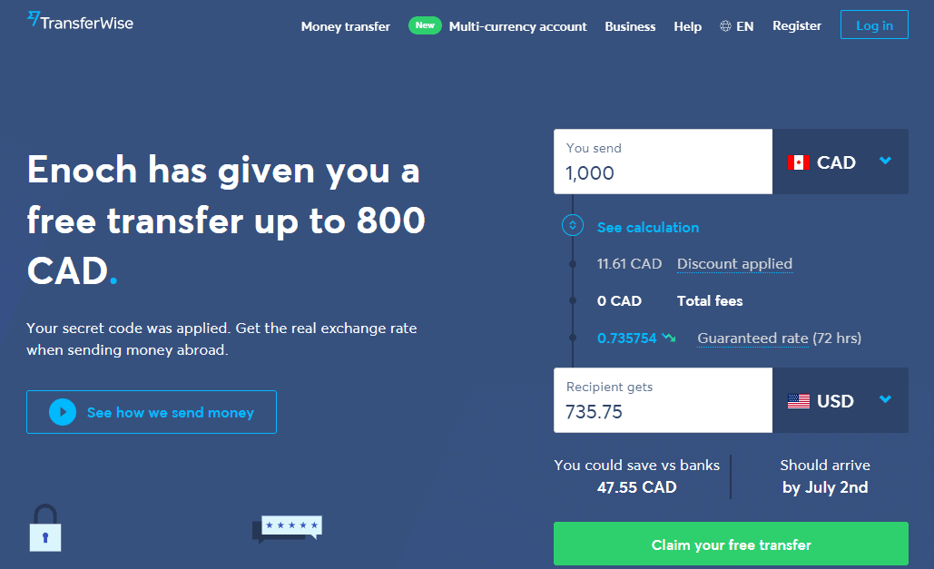 TransferWise Free Promo Codes 2024 800 Free Transfer