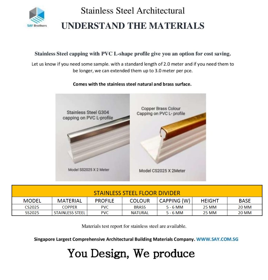 STAINLESS STEEL FLOOR DIVIDER S.A.Y Brothers Building System Pte Ltd