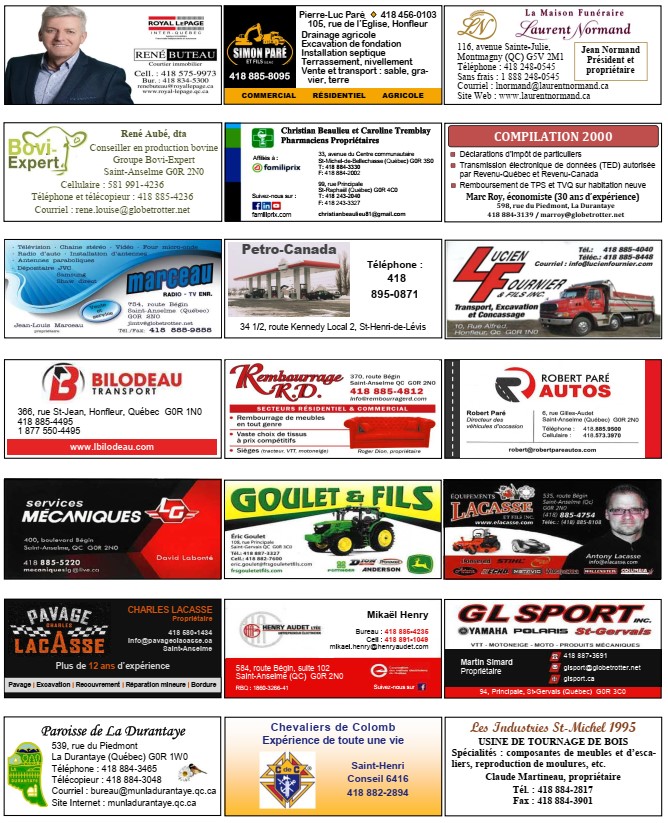 Nos annonceurs SaintBenoîtdeBellechasse
