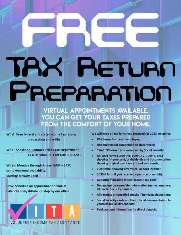 Free Tax Preparation Volunteer Tax Assistance ShoshoneBannock Tribes