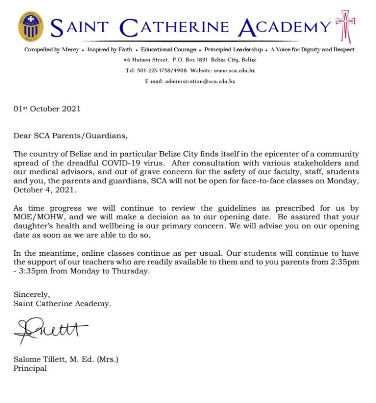 Reopening of Schools SCA