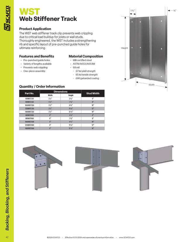 WST  Stiffener Track SCAFCO Steel Stud Company