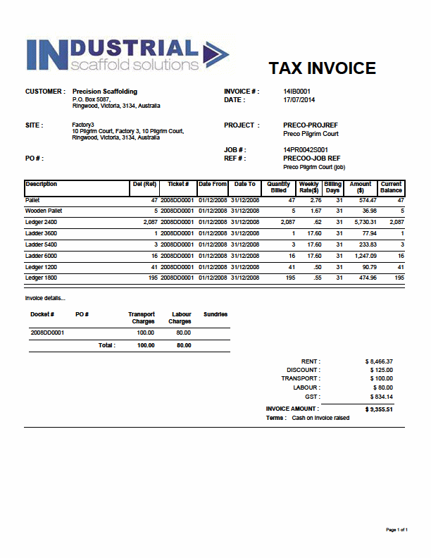iRent ERP Invoicing » Scaffolding Software