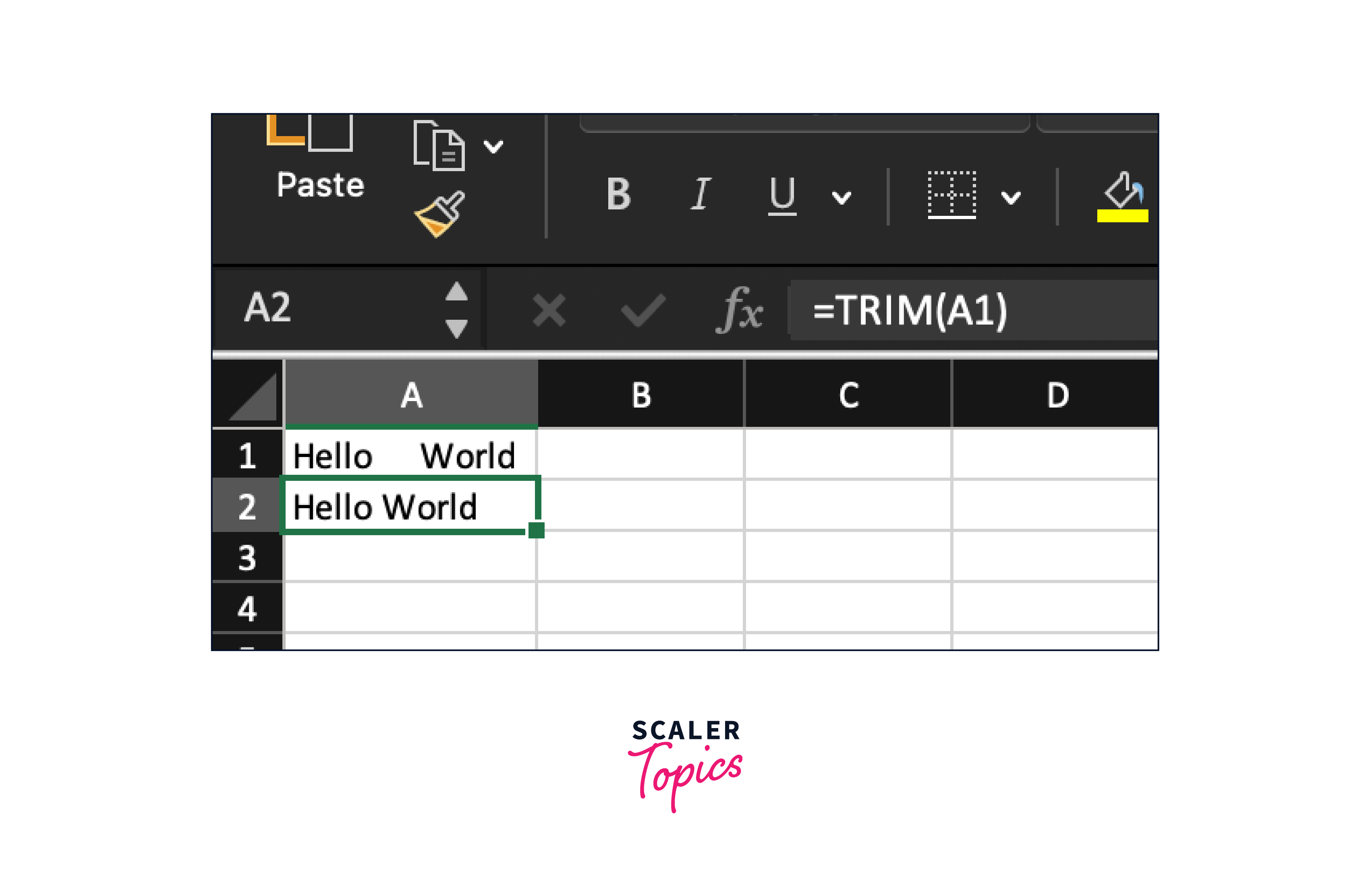 Excel TRIM Function Scaler Topics