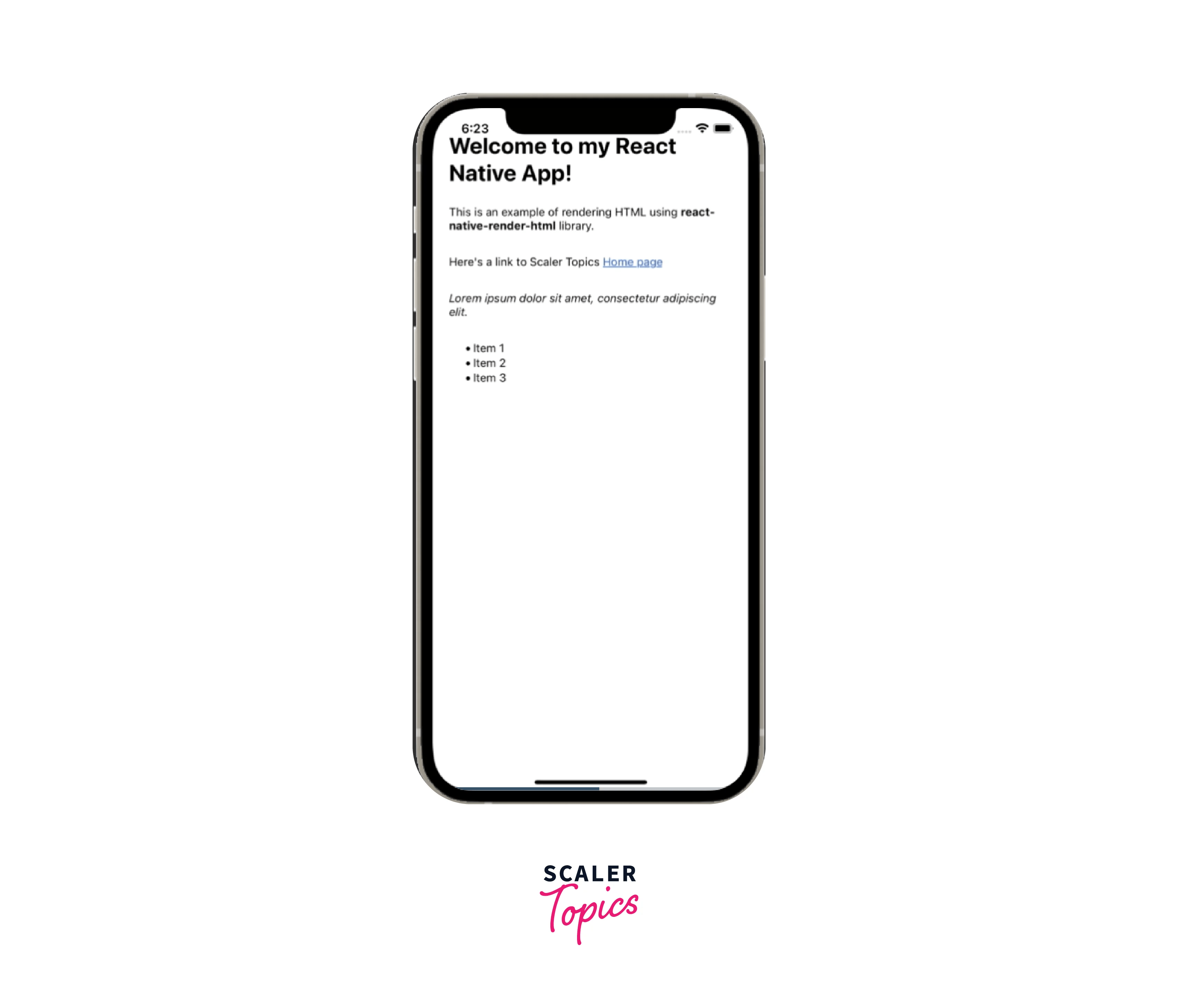 React Native Render HTML Scaler Topics