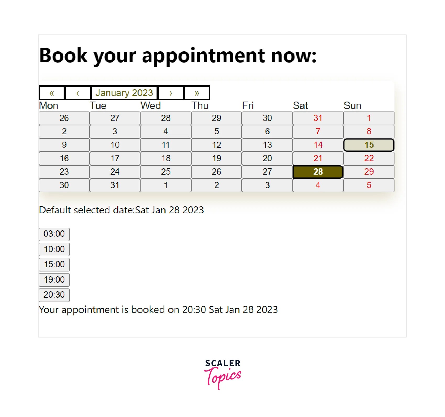 React Calendar Scaler Topics