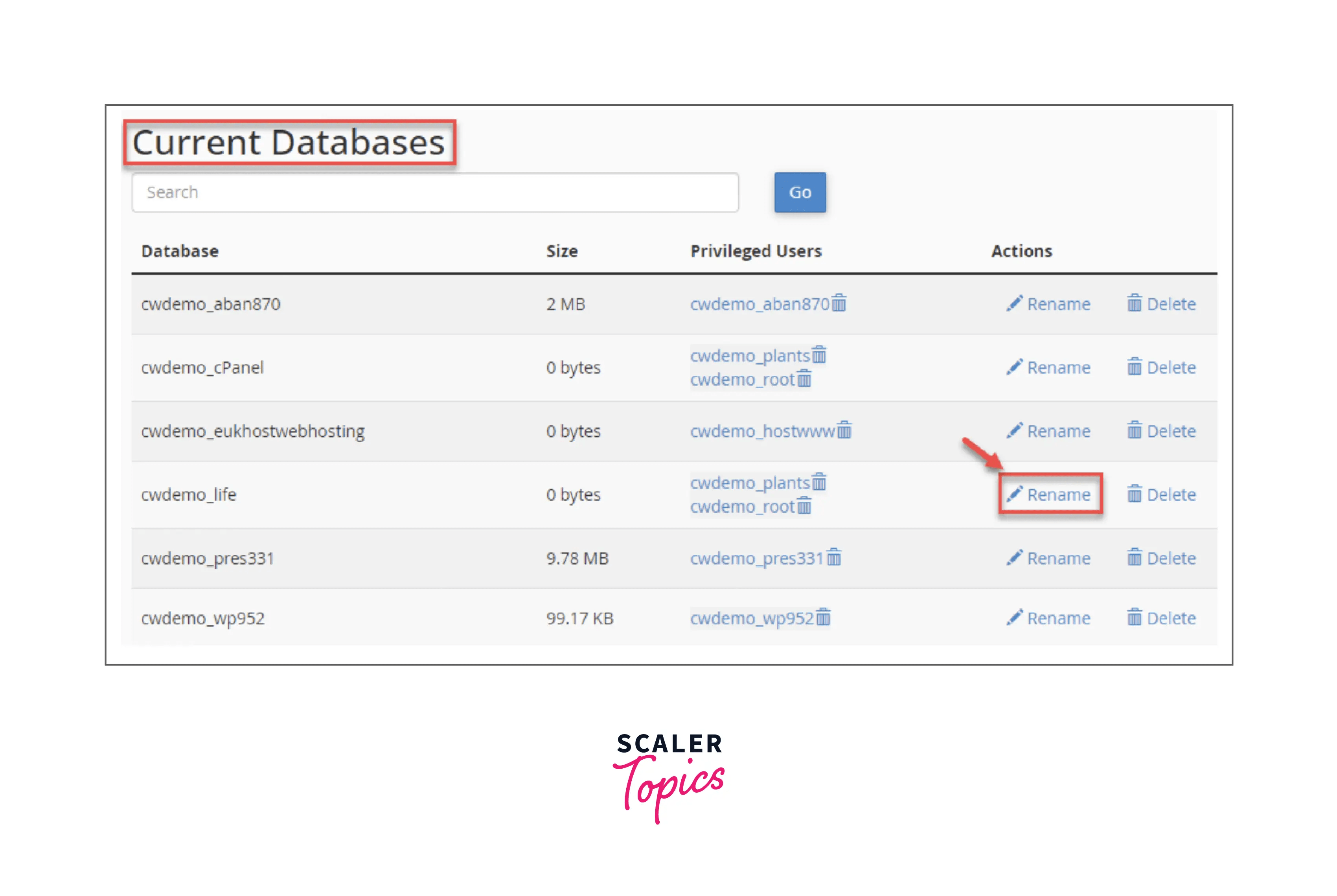 Rename a Database in MySQL Scaler Topics