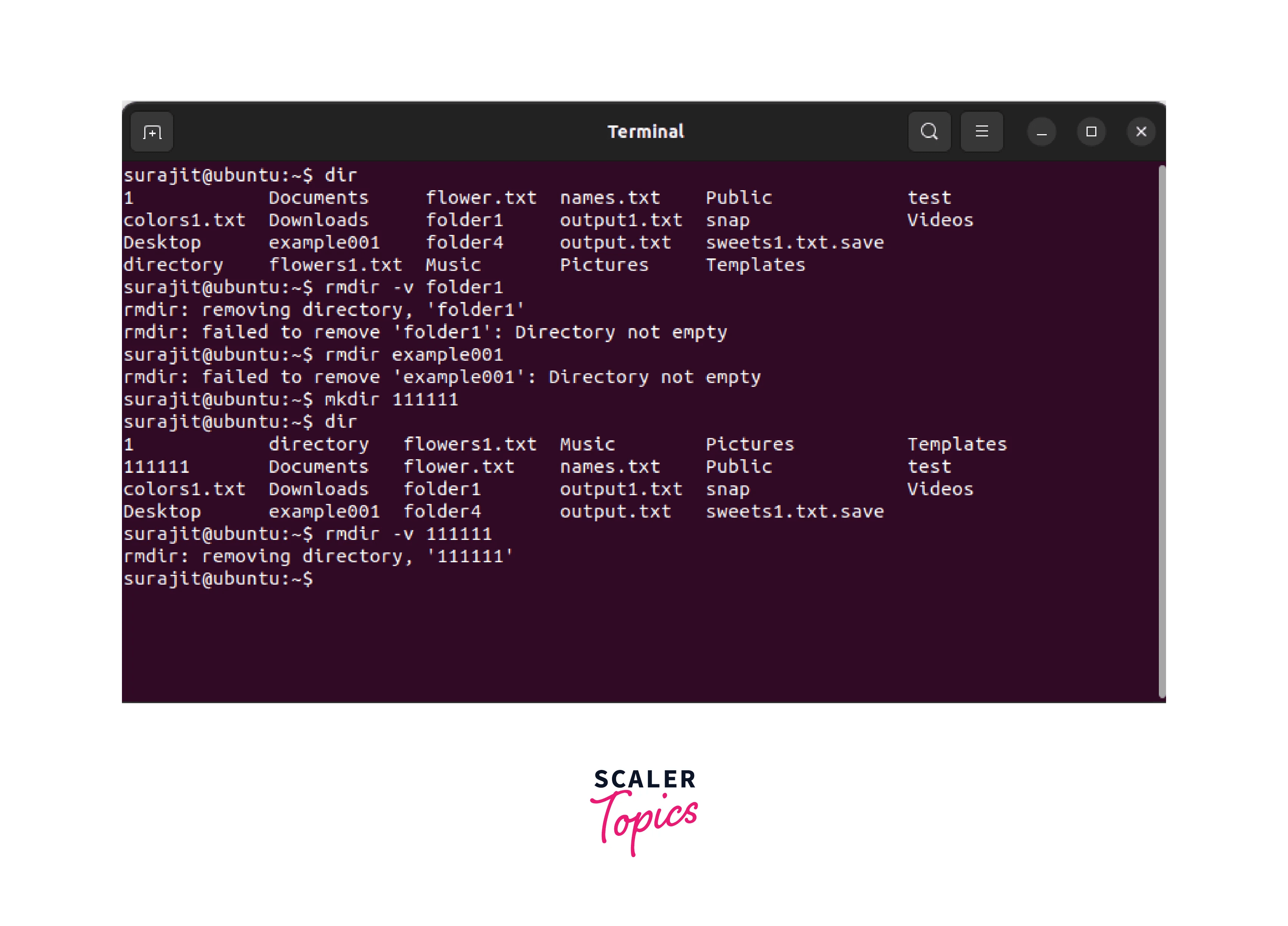 rmdir Command in Linux with Examples Scaler Topics