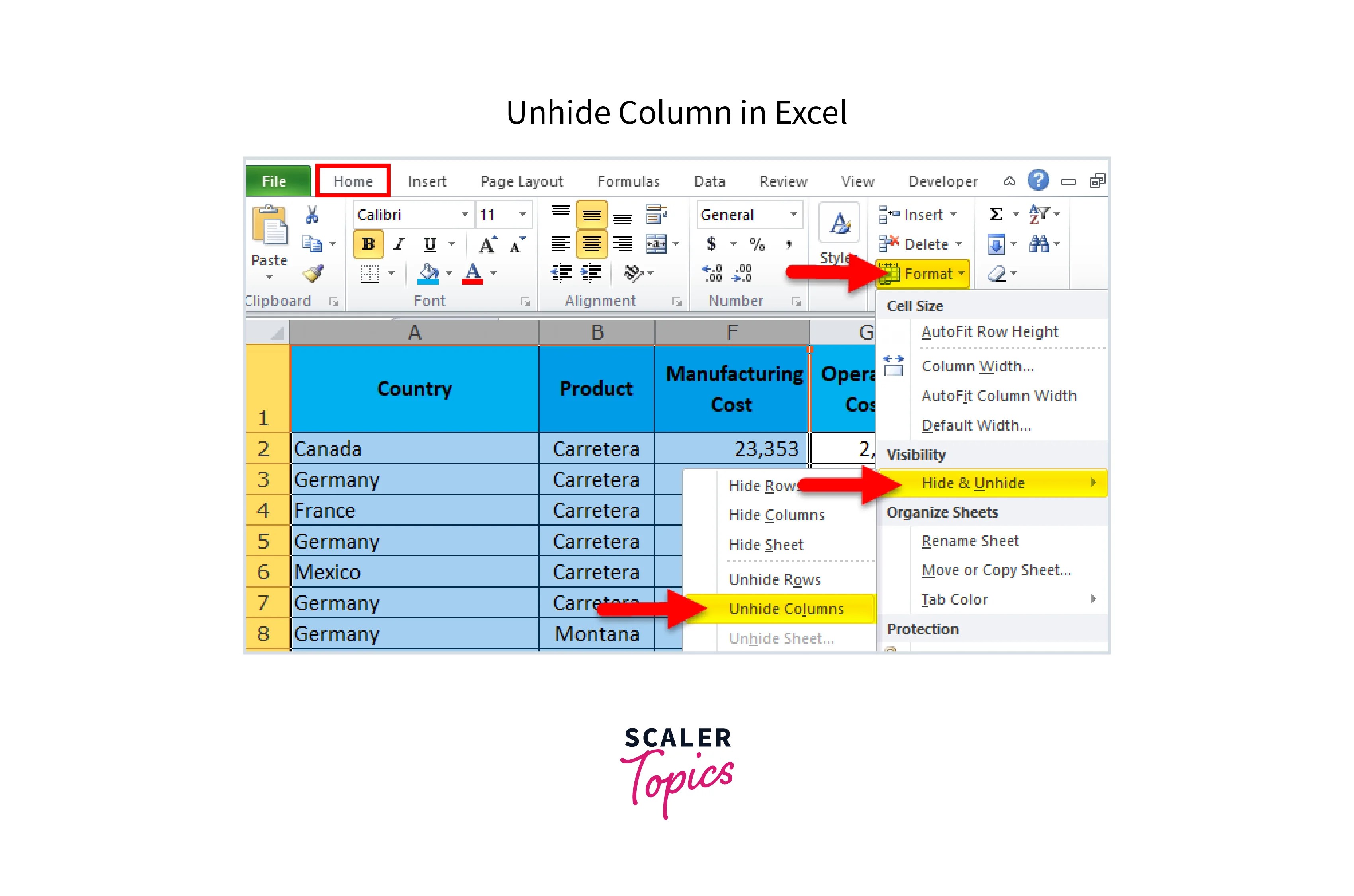 How to Hide or Unhide Columns and Rows in Excel? Scaler Topics