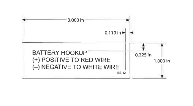 DECAL, POSITIVE AND NEGATIVE BATTERY HOOKUP - Scamp Trailers