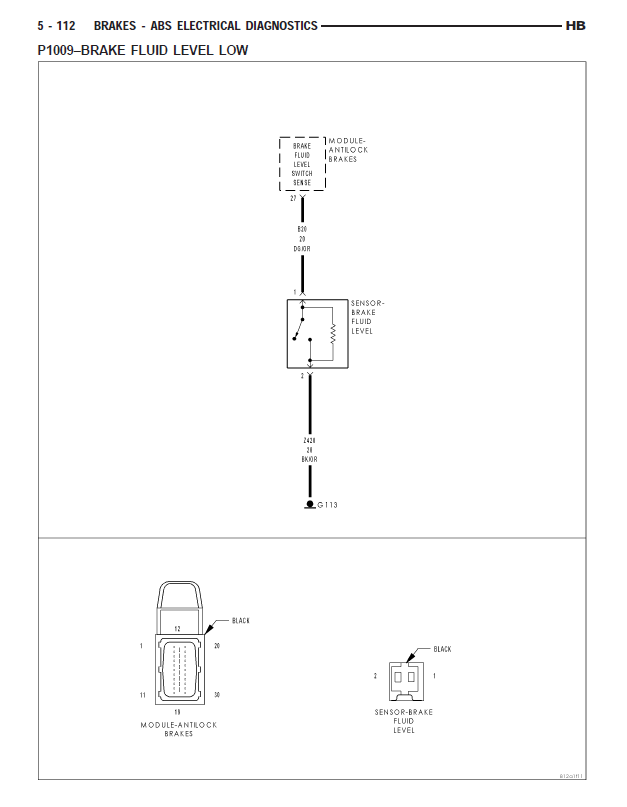 2007 Dodge Durango 4X4 4.7 V8 Trouble Code C1008 Brake Fluid Level