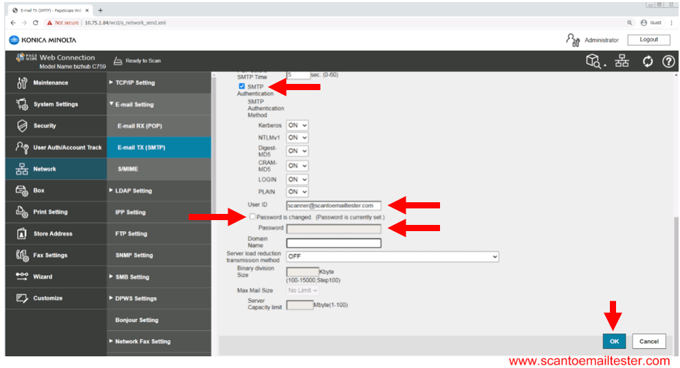 Konica How to setup Scan To Email