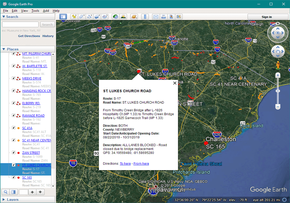 Road Conditions KML Access