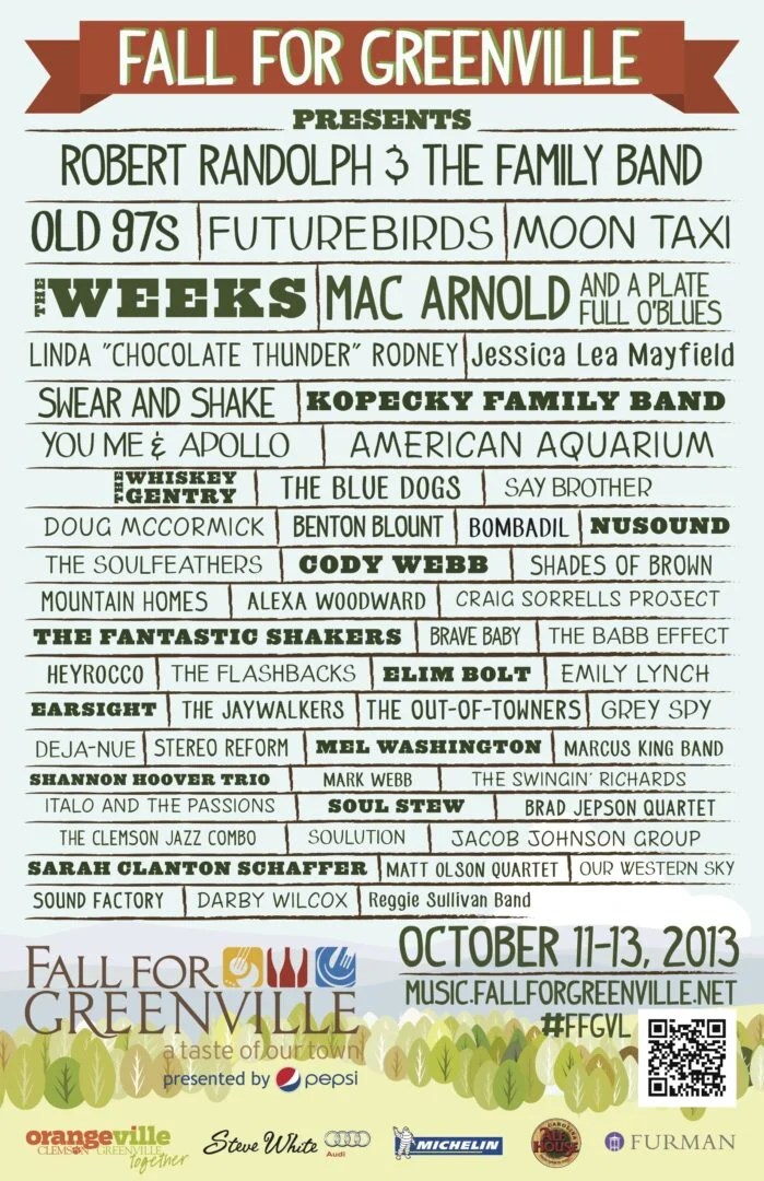 fall for greenville 2023 lineup Fall for Greenville Lineup