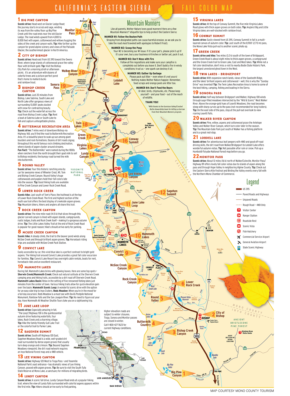 Fall Colors Map Scenic 395