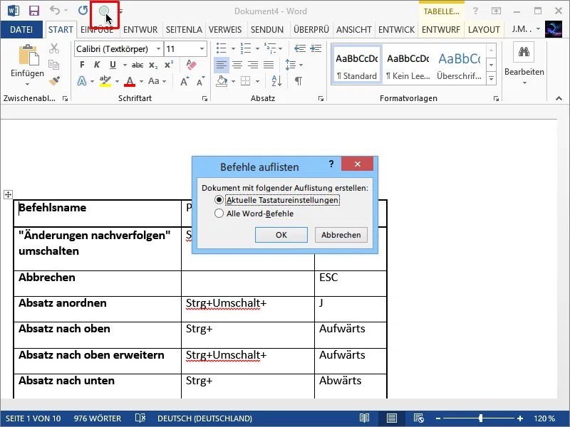 Microsoft Word: Auflistung aller Befehle anzeigen - schieb.de