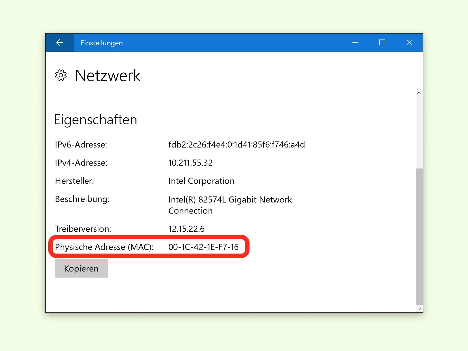 MACAdresse des NetzwerkAdapters ermitteln schieb.de