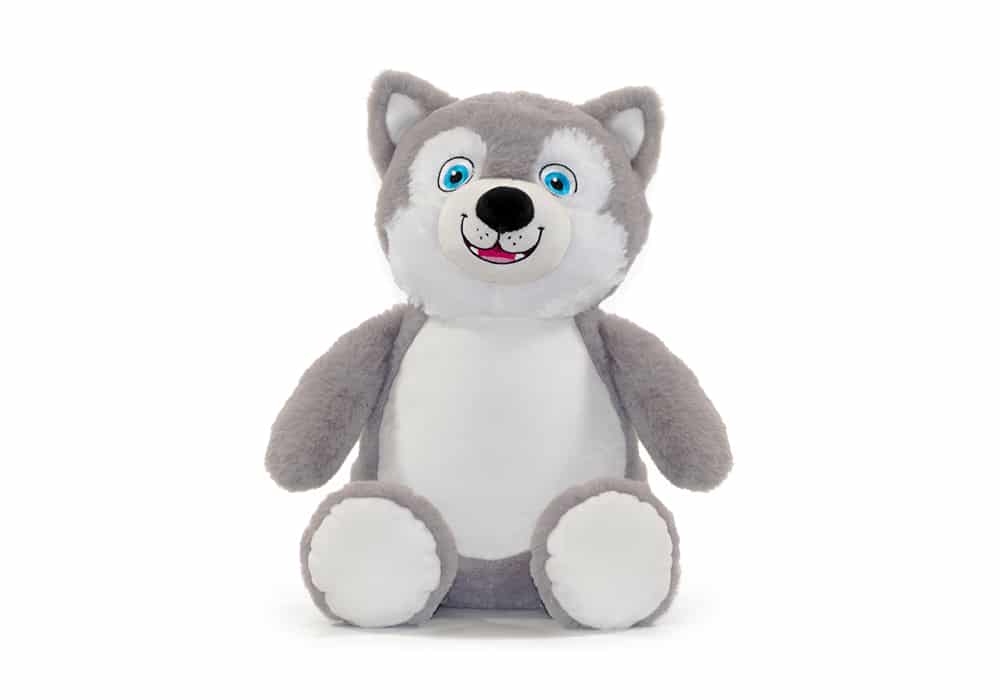 Hugo Husky Kuscheltier besticken lassen Schnuffiline.de