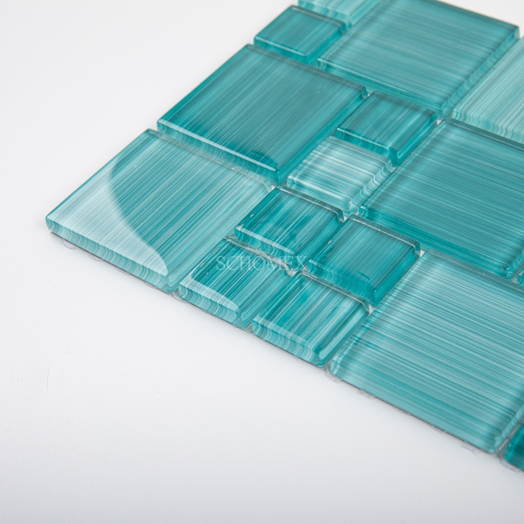Crystal Gradient Green Glass Mosaic For Bathroom Swimming Pool Tiles