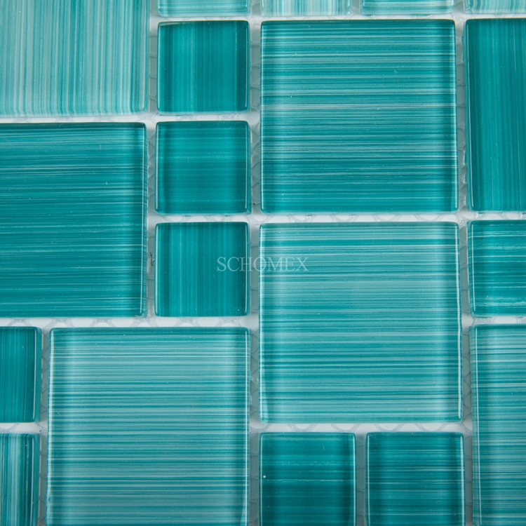Crystal Gradient Green Glass Mosaic For Bathroom Swimming Pool Tiles