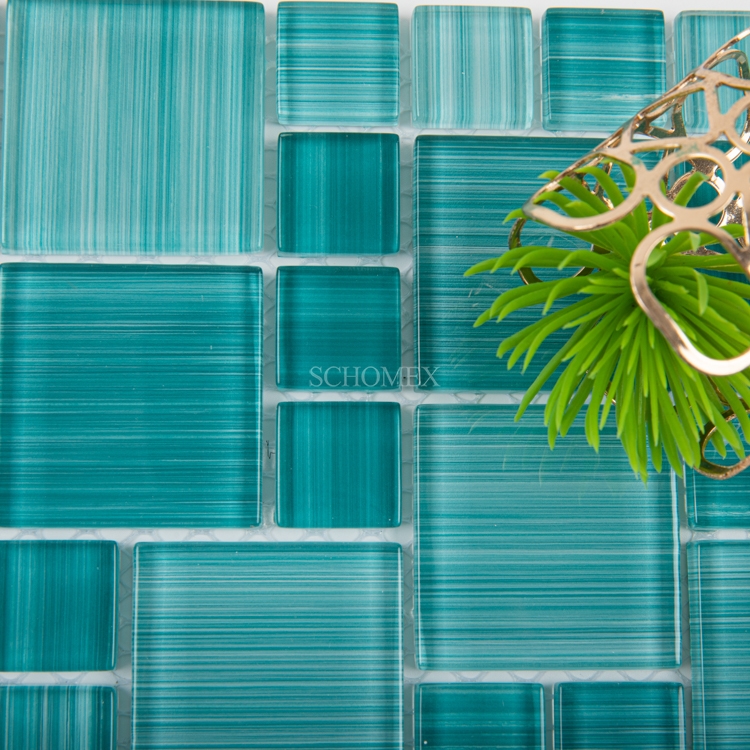Crystal Gradient Green Glass Mosaic For Bathroom Swimming Pool Tiles
