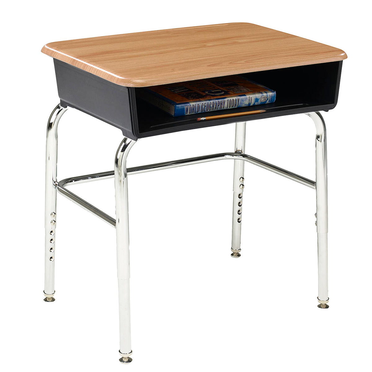 1100 Series Open Front Adjustable Desk Woodstone Top with UBrace