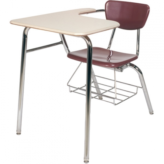 3000 Series Long Arm School Combo Desk with Book Rack 18" Seat Height