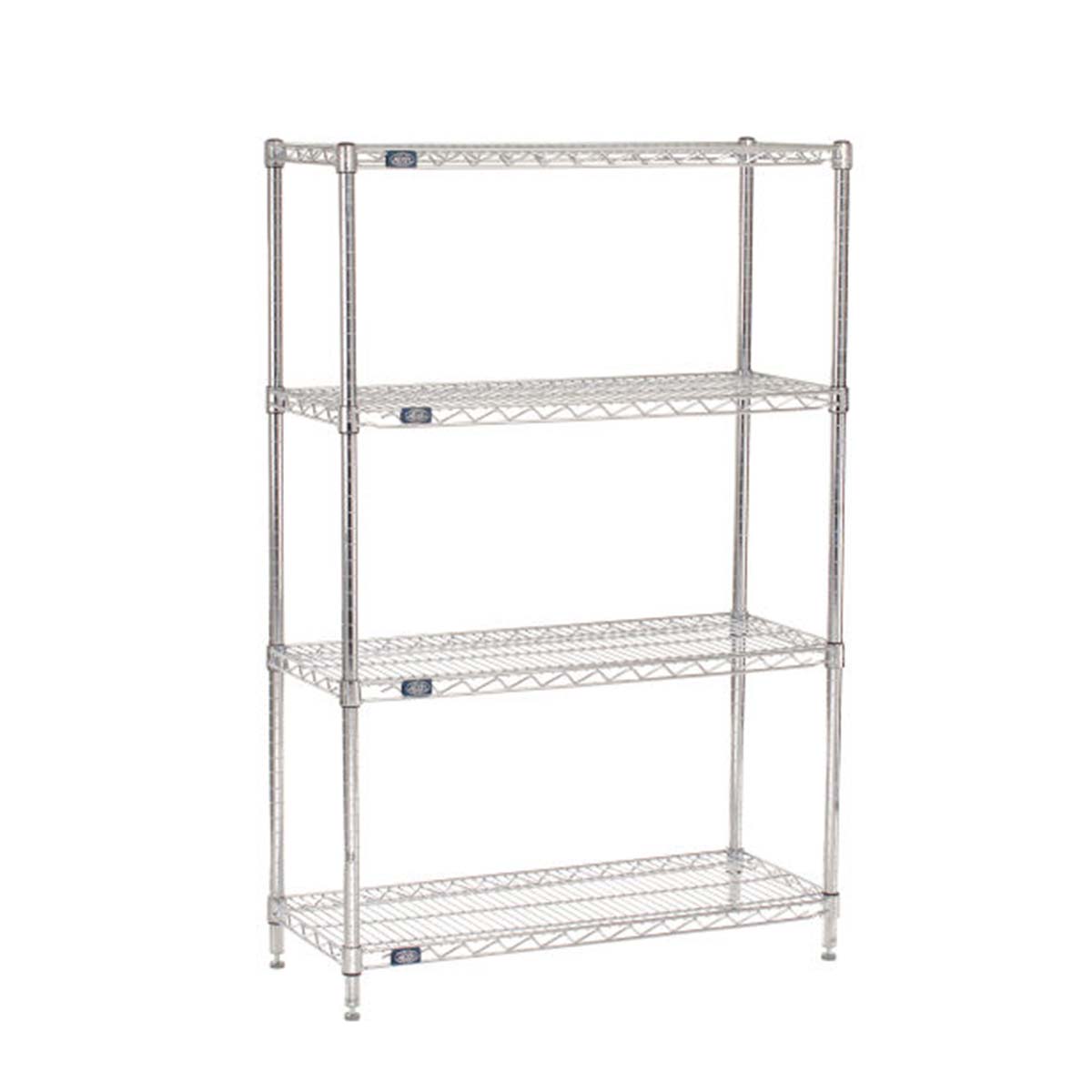 Nexel Chrome Wire Shelving 4 Shelves Starter 36"W x 14"D x 54"H